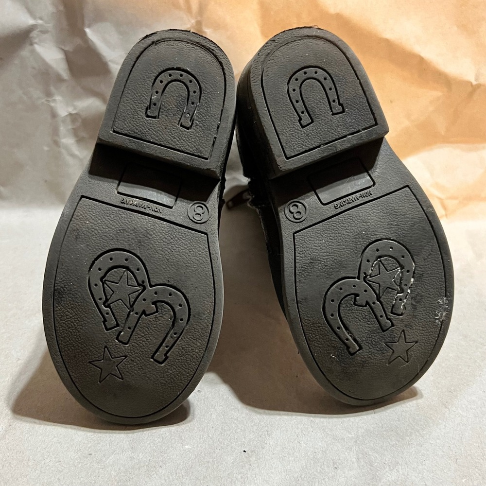 Cherokee Size 8 Toddler Cowboy Boots Brown Western Stitch Studded Side Zip - Picture 9 of 9